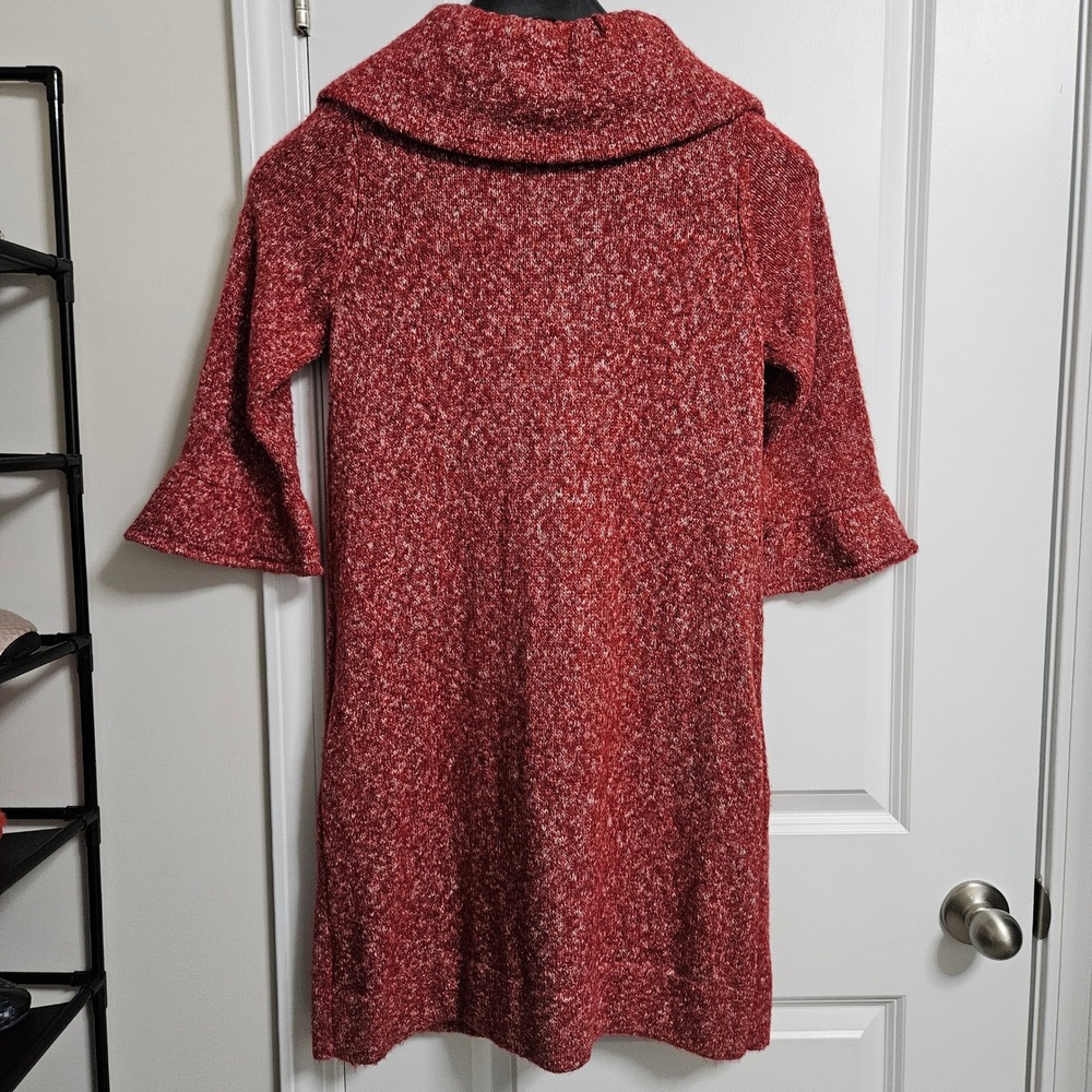 Fever Retro Cardigan Dress Womens Med Red Marled Peter Pan Collar Bell Sleeve - Picture 11 of 11